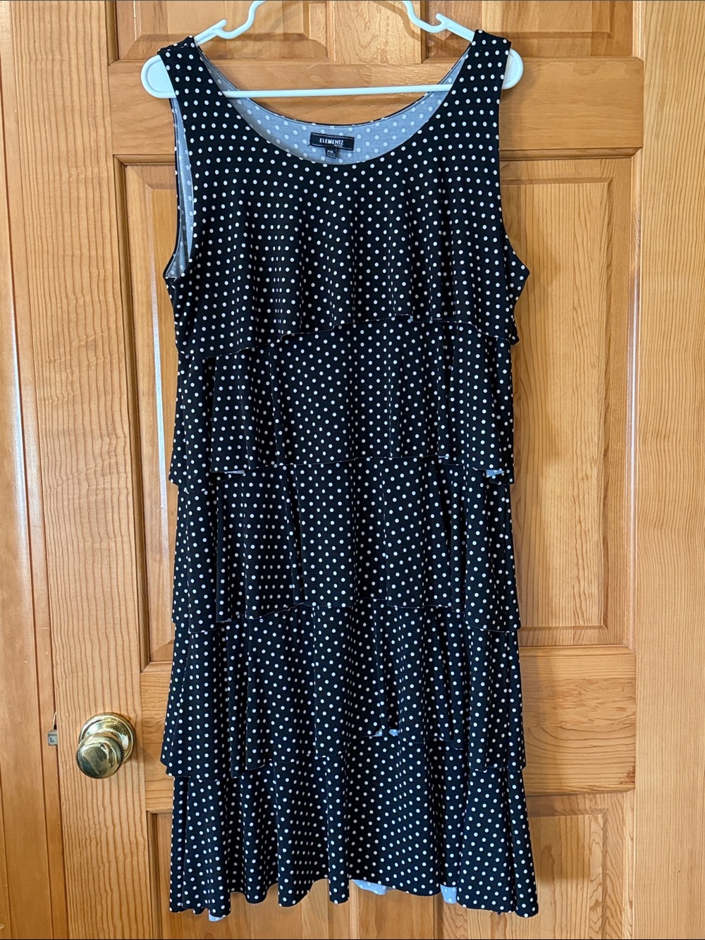 Elementz Black and White Polka Dot Tiered Ruffle Dress